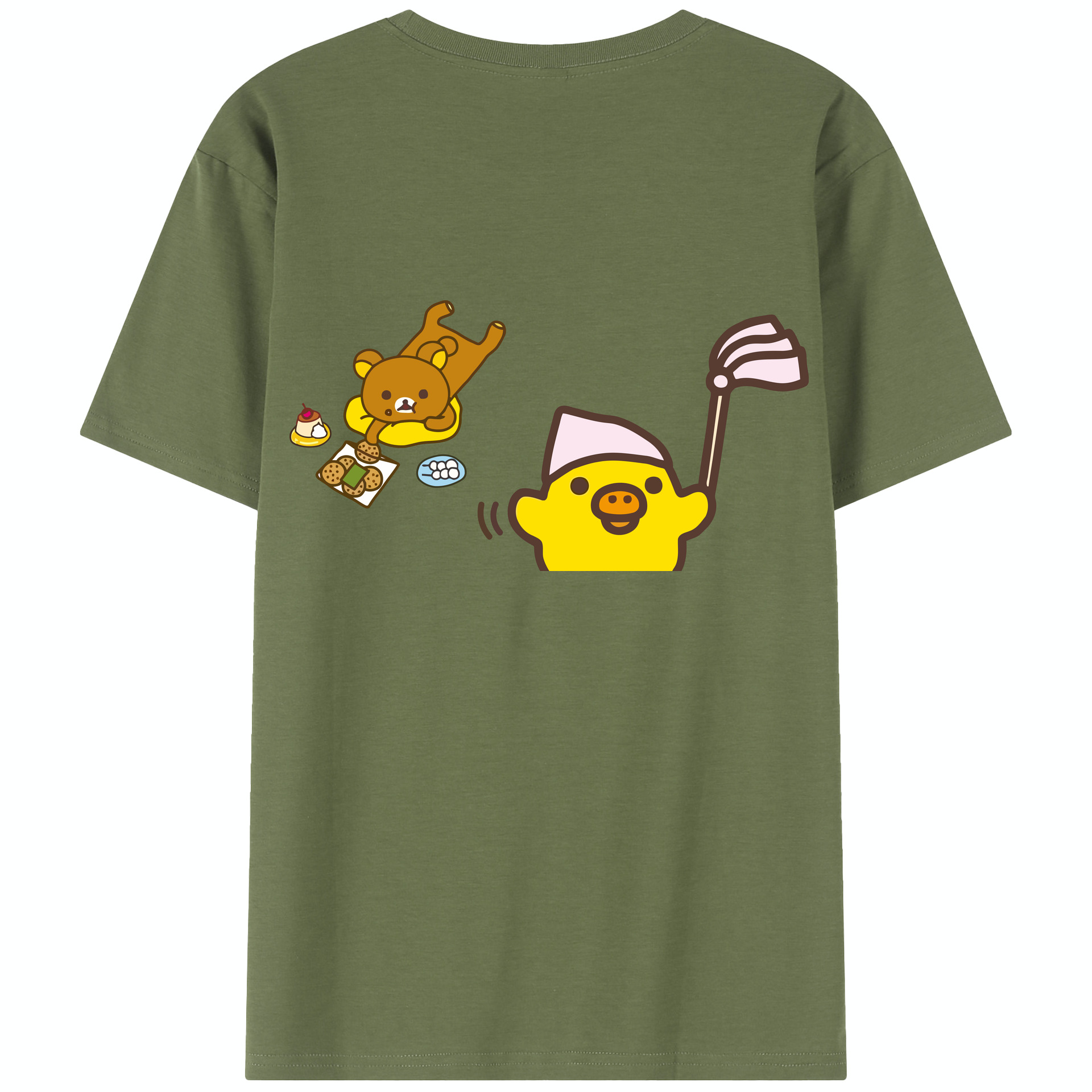 （画像用） リラックマ リラックマ キイロイトリ Rilakkuma Korilakkuma Kiiroitori 綿100％半袖Tシャツ（背面プリント）